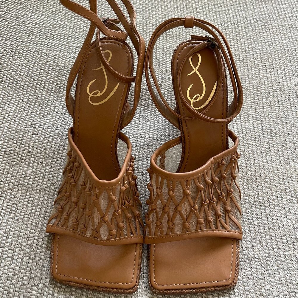Sam Edelman Woven Heeled Candice Sandals in Light Cuoio Brown - Size 7.5 - Picture 5 of 9